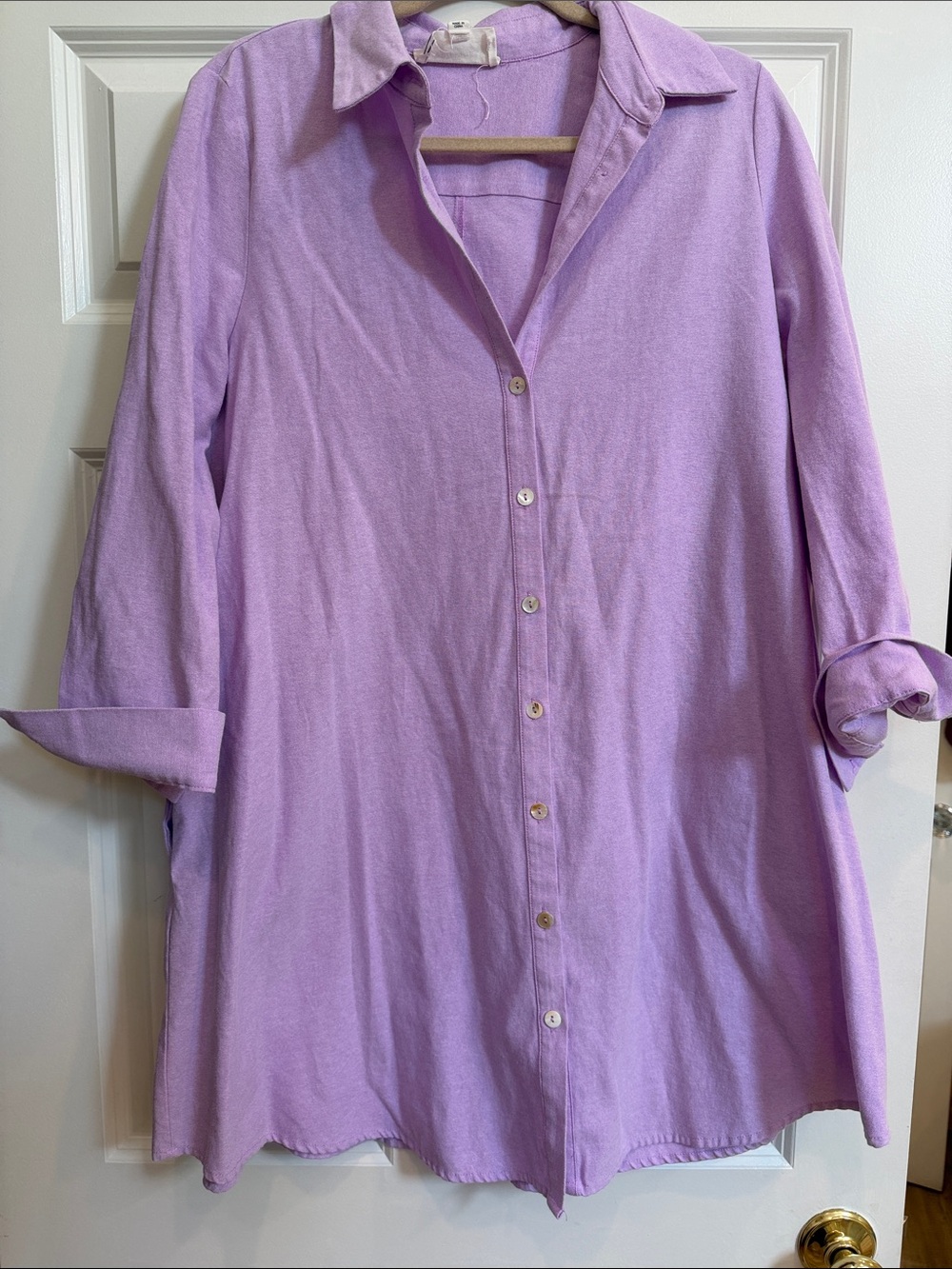 Pomander Place Lavender Button-Front Tunic Top